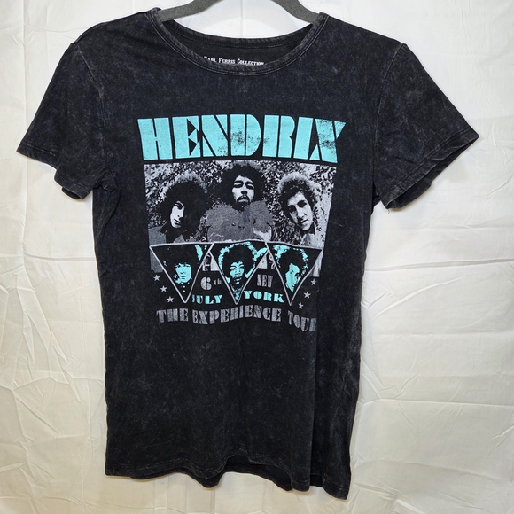 Jimi Hendrix Black Graphic T-Shirt Karl Ferris Collection Woman's Size Medium - Picture 1 of 4